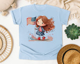 Girl With Flag Running graphic tee in Chambray