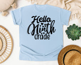 Hello Ninth Grade graphic tee in Chambray