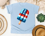 Patriotic Checkered Popsicle graphic tee in Chambray