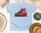 Red Truck With Flag Gift graphic tee in Chambray