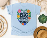 It Takes A Big Heart To Shape Little Minds Floral graphic tee in Chambray