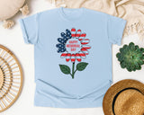 Happy Memorial Day Grey graphic tee in Chambray
