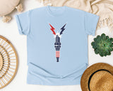 Patriotic Spark Plug graphic tee in Chambray