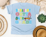 Straight Outta 4th Grade Pencil graphic tee in Chambray