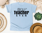 Best Teacher Ever graphic tee in Chambray