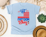 Let Freedom Bling Red graphic tee in Chambray