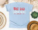 My Dad Rocks Red graphic tee in Chambray