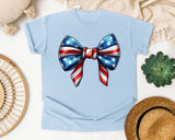 Patriotic Flag Bow Grey graphic tee in Chambray