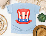 Uncle Sam Top Hat Orange graphic tee in Chambray