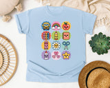 School Supplies Sticker Grid graphic tee in Chambray