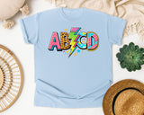 ABCD Leopard Bolt graphic tee in Chambray