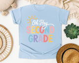 Oh Hey Second Grade graphic tee in Chambray