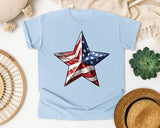 American Flag Star graphic tee in Chambray