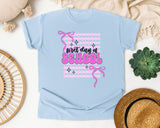 First Day Of School Pink Grid graphic tee in Chambray