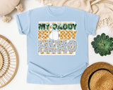 My Daddy Is My Hero White graphic tee in Chambray