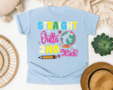 Straight Outta 2nd Grade Globe graphic tee in Chambray