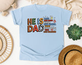 He Is Dad Brave Like David Warrior Like Joshua Grey graphic tee in Chambray