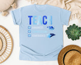 Teach Kindness Compassion Confidence graphic tee in Chambray