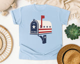 Patriotic US Mail Box graphic tee in Chambray