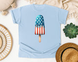American Flag Popsicle graphic tee in Chambray