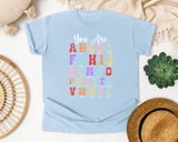 You Are ABC Affirmations graphic tee in Chambray