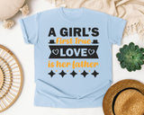 A Girl's First True Love Is Her Father Brown graphic tee in Chambray