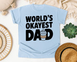 World's Okayest Dad White graphic tee in Chambray