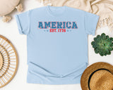 America Est 1776 graphic tee in Chambray