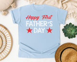 Happy First Father's Day Red graphic tee in Chambray