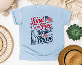 Land Of The Free Because Of The Brave Grey 2 graphic tee in Chambray