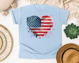 American Flag Heart Grey graphic tee in Chambray