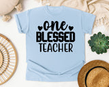 One Blessed Teacher Bold graphic tee in Chambray