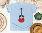 Patriotic Acoustic Guitar graphic tee in Chambray