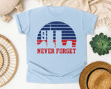 Never Forget Navy 2 graphic tee in Chambray