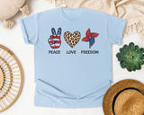 Peace Love Freedom Grey graphic tee in Chambray