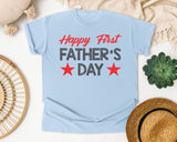Happy First Father's Day Grey 2 graphic tee in Chambray