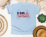 USA Grey graphic tee in Chambray