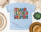 Teach Love Inspire Grey graphic tee in Chambray
