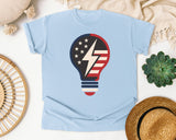 Patriotic Light Bulb Navy graphic tee in Chambray