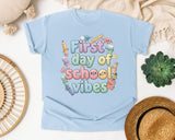 First Day Of School Vibes graphic tee in Chambray