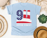 Never Forget White graphic tee in Chambray