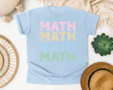 Math Math Math Stacked graphic tee in Chambray