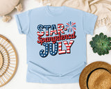 Star Spangled July Grey graphic tee in Chambray