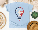 Patriotic Light Bulb Red graphic tee in Chambray