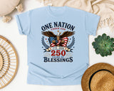 One Nation Under God 250 Years Of Blessings graphic tee in Chambray