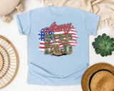 Army Step Dad graphic tee in Chambray