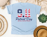 Patriot Day We Will Never Forget Navy graphic tee in Chambray