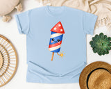 Patriotic Firecracker Rocket graphic tee in Chambray