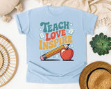 Teach Love Inspire Orange graphic tee in Chambray