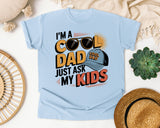 I'm A Cool Dad Just Ask My Kids White graphic tee in Chambray